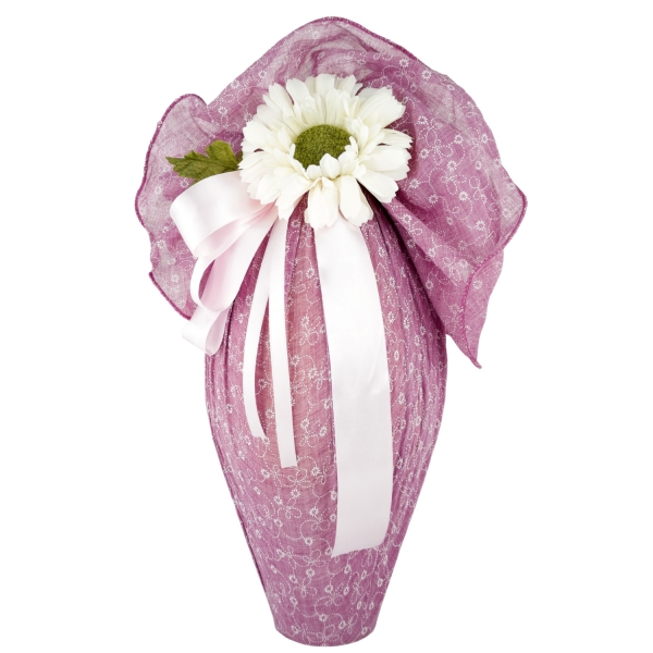 cioccolato vitale - uovo di cioccolata da 500 gr tessuto cotton flower lilla con fiore decorativo.jpg